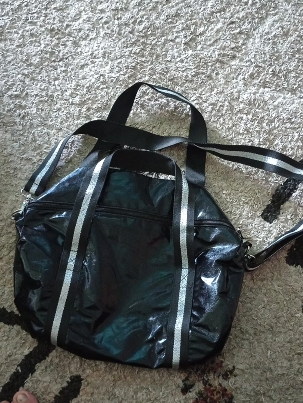 Black Weekend Duffel Bag with Reflective Straps